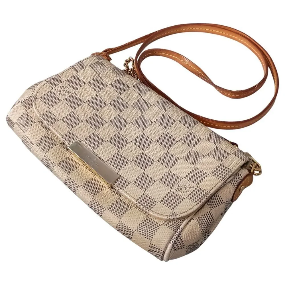 LOUIS VUITTON Favorite MM Damier Azur Crossbody Bag White